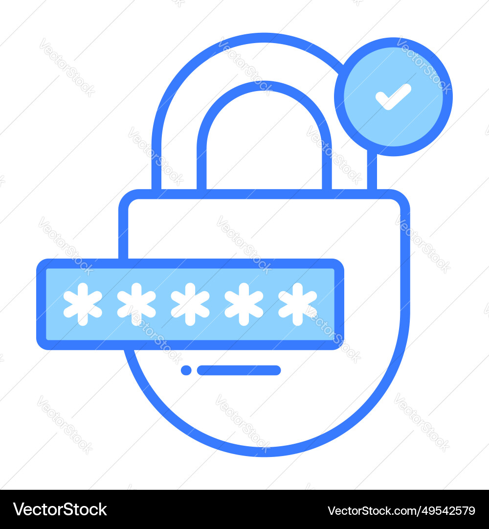 Padlock with check mark denoting secure password Vector Image
