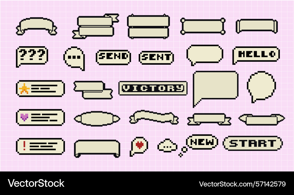Pixel art frames retro 8 bit buttons arrows Pixel art frames retro 8 bit buttons arrows vector image