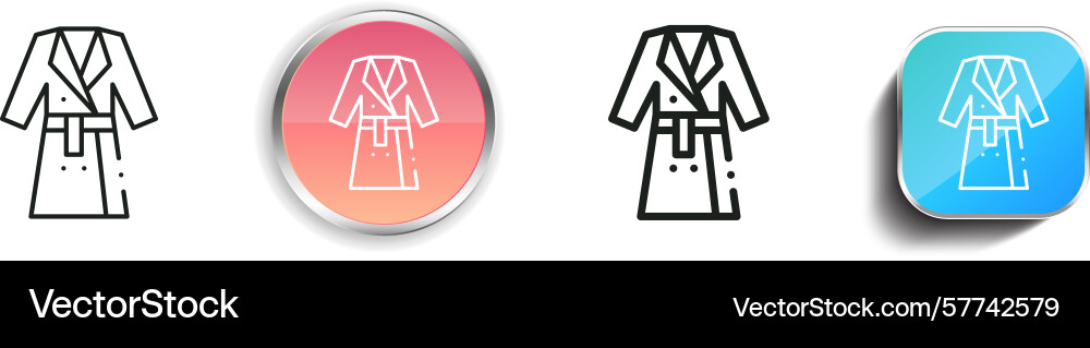 Raincoat icon thin linear regular and button vector image
