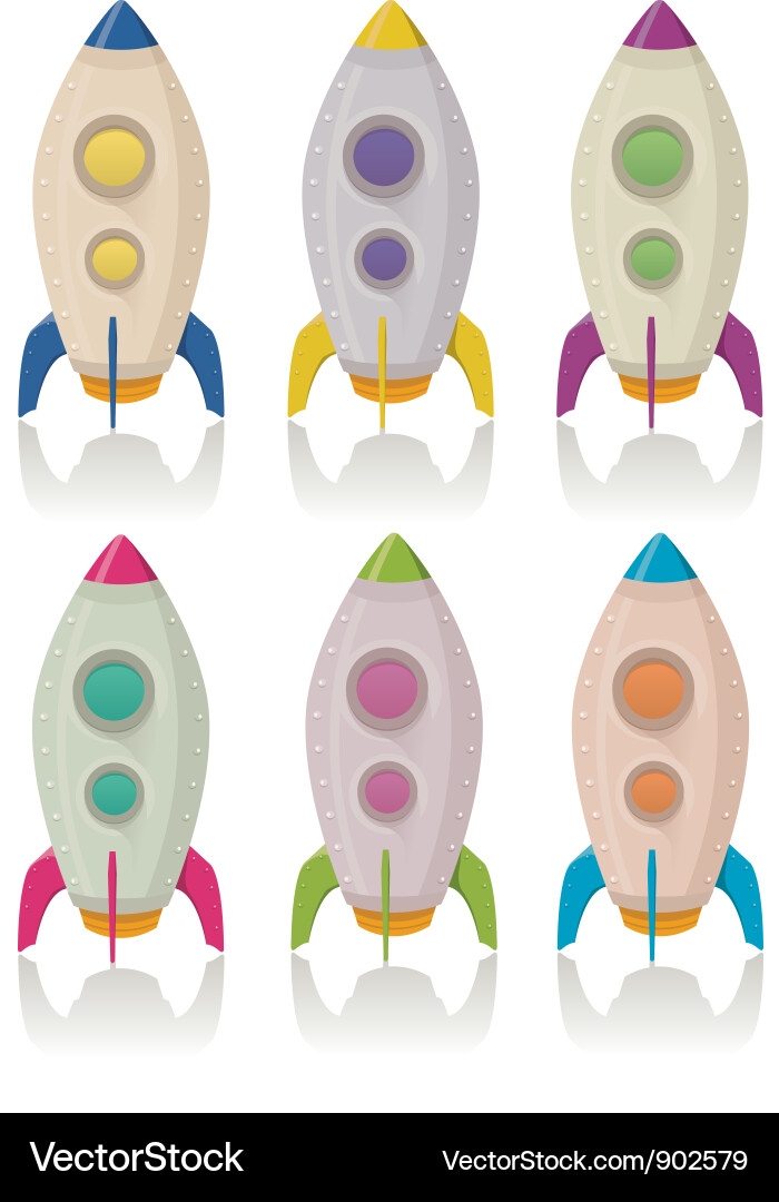 Retro Rocket Set Vector Image