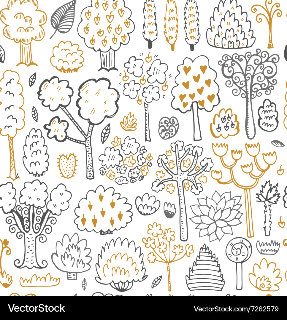 Rustic Tree Sketch Pattern vector image