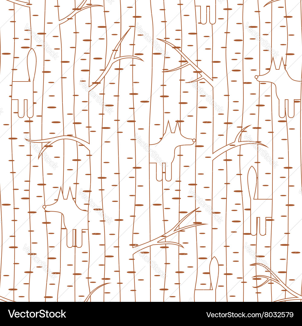 Seamless pattern with fox in forest Vector Image