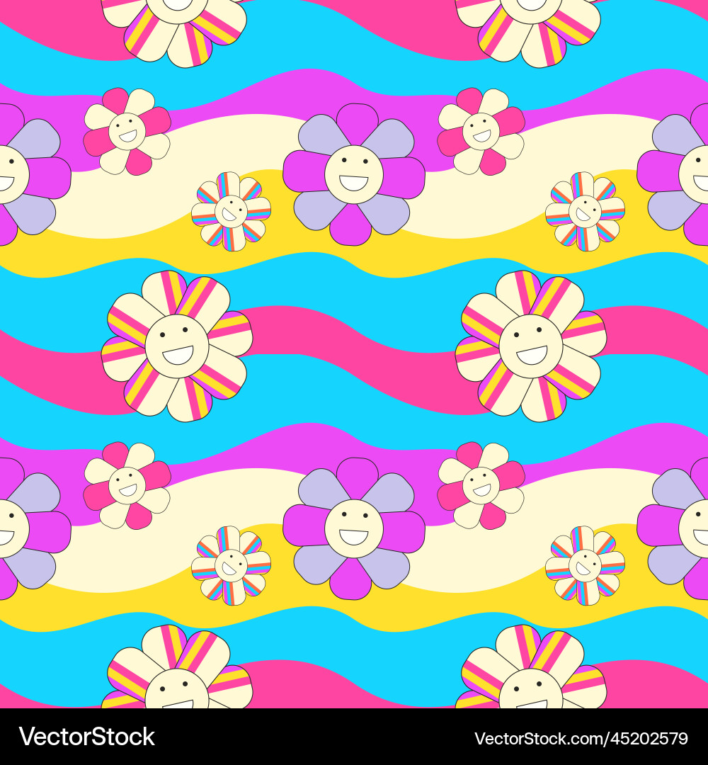 Seamless pattern y2k with smiles Seamless pattern y2k with smiles vector image