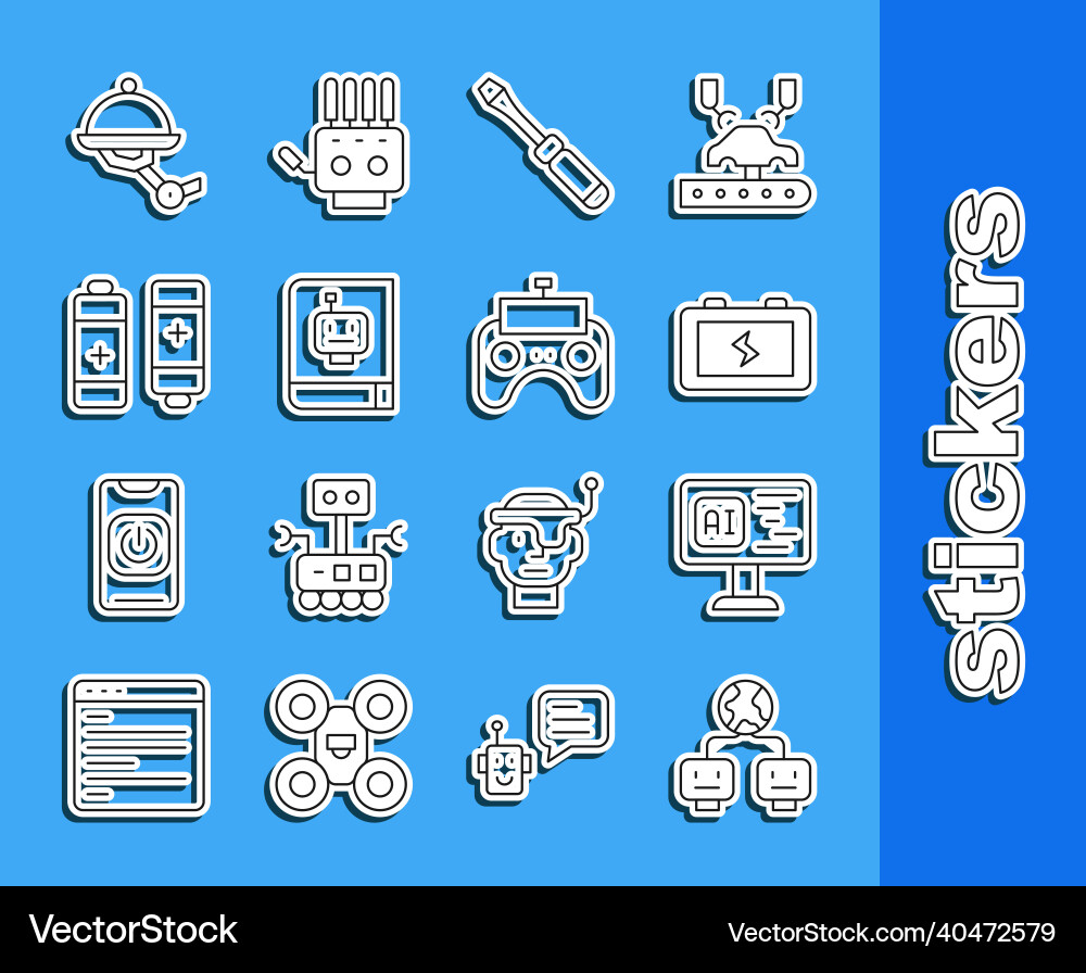 Set line artificial intelligence software Set line artificial intelligence software vector image