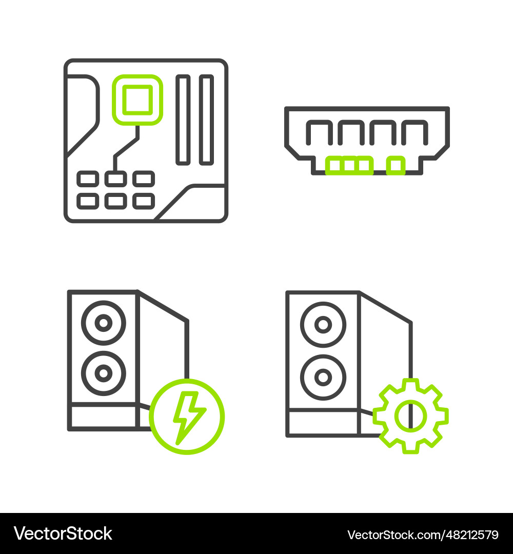 Set line case of computer ram random access Set line case of computer ram random access vector image