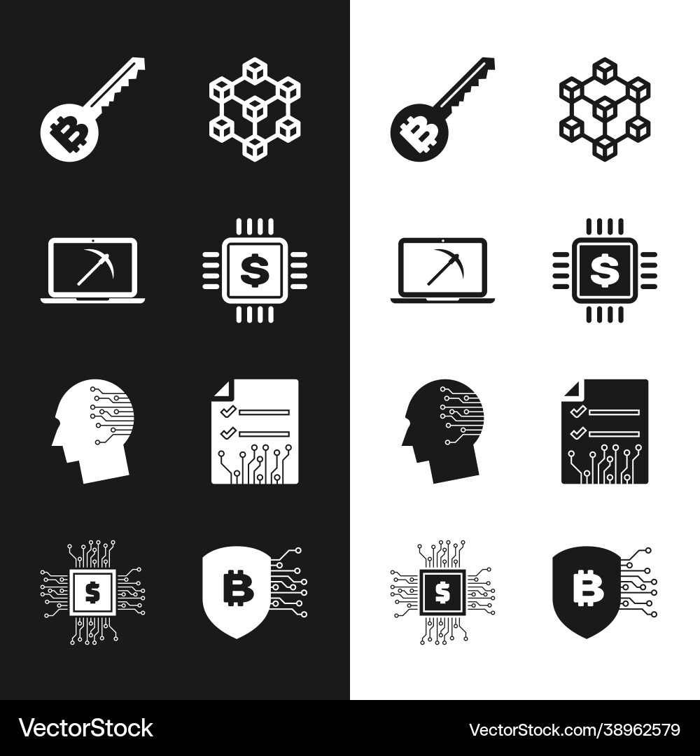 Set processor chip with dollar mining laptop Set processor chip with dollar mining laptop vector image
