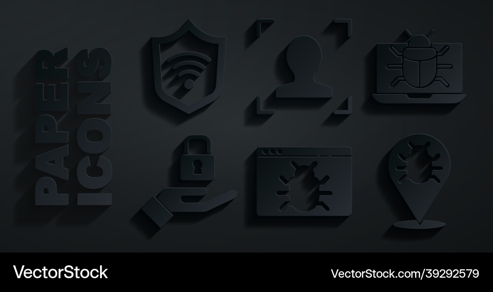 Set system bug on monitor lock in hand face Vector Image