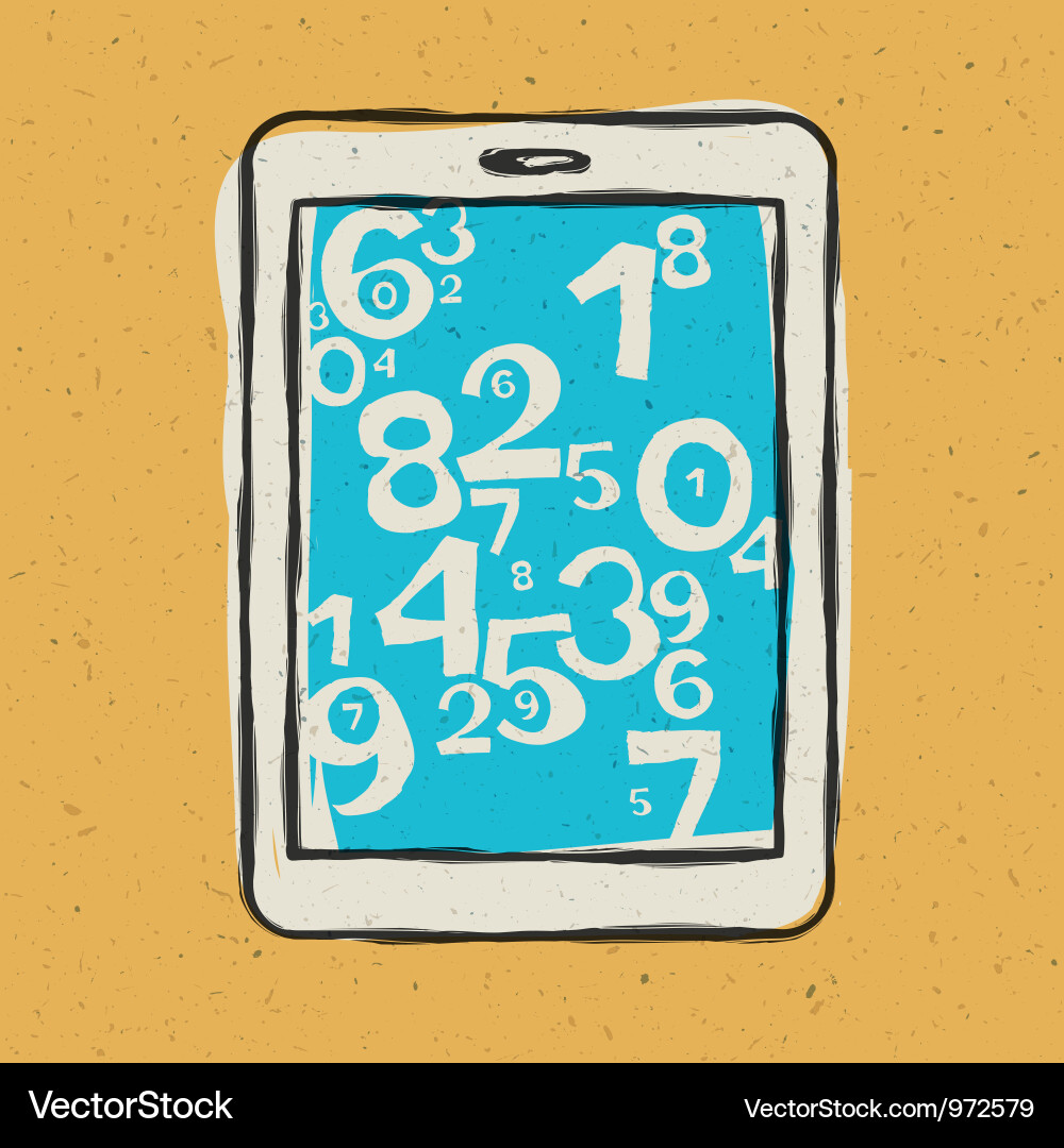 Tablet device with digits vector image