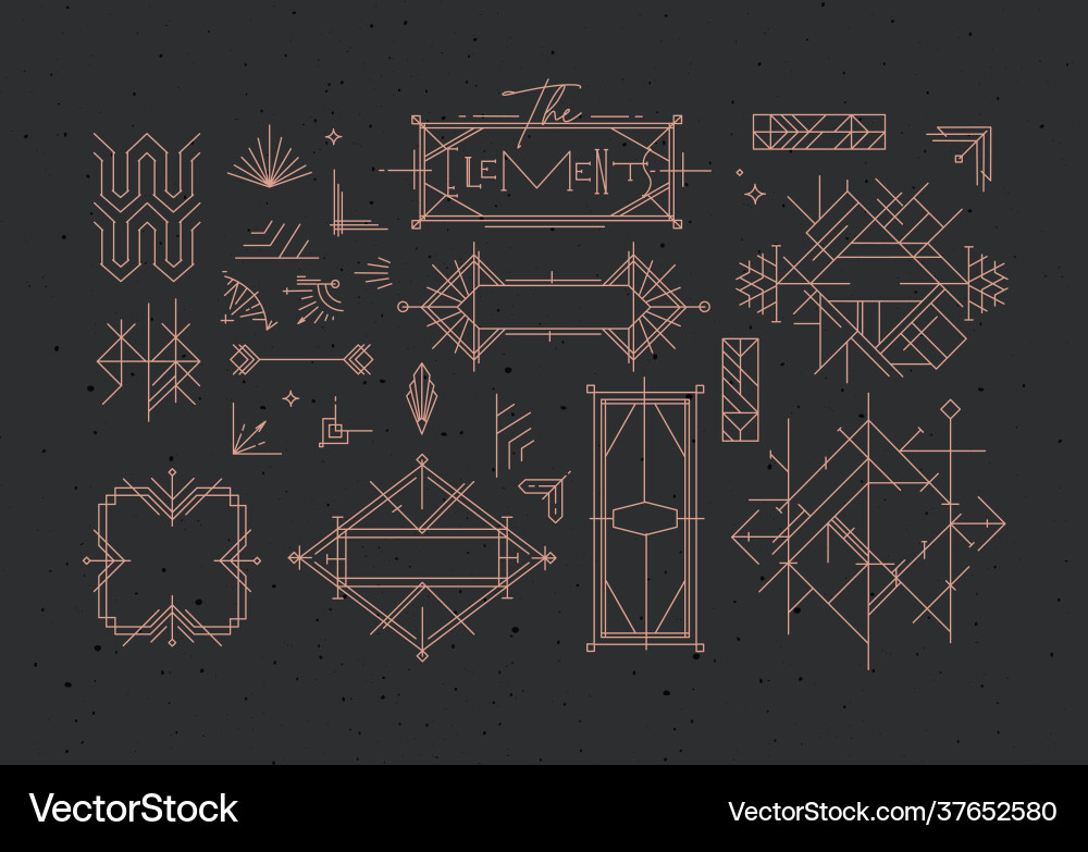 Art deco vintage design elements dark Art deco vintage design elements dark vector image