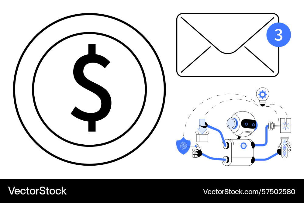Automated email system integrating ai and finance Automated email system integrating ai and finance vector image