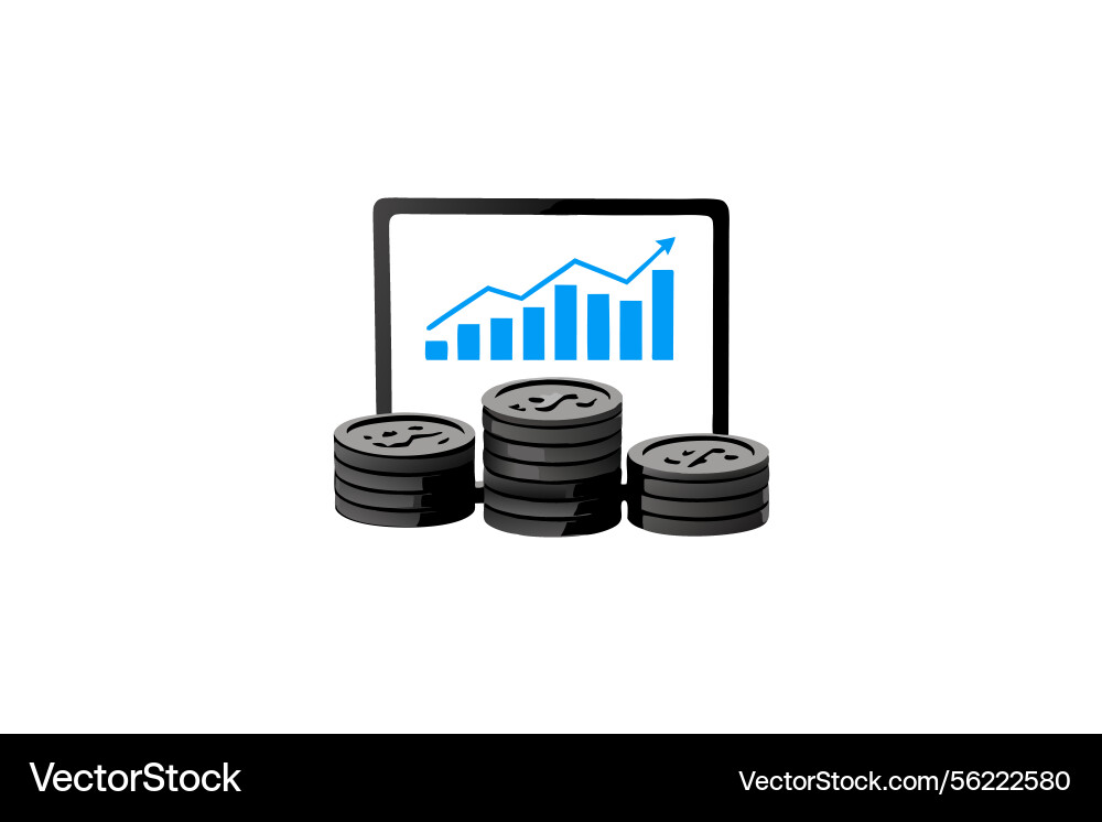 Bitcoin coins stacked in increasing order showing Vector Image