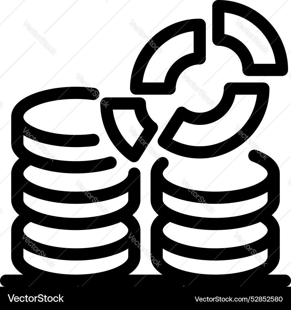 Circle chart dividing stack of coins representing Vector Image