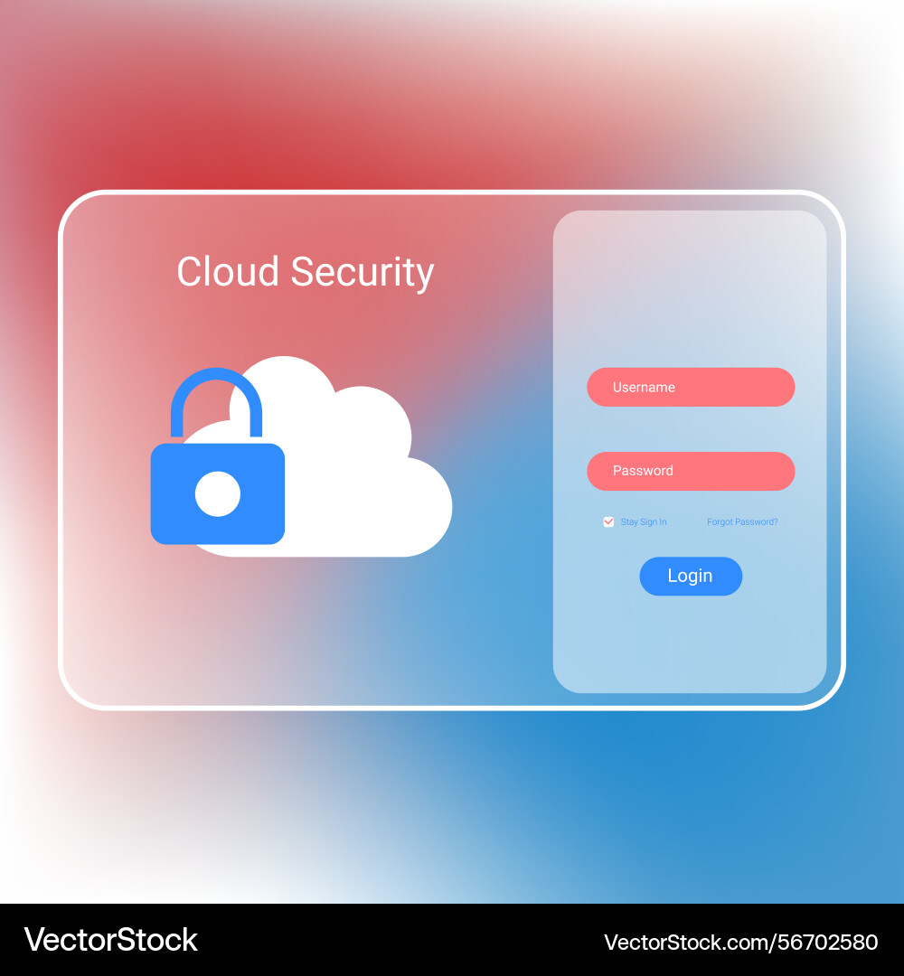 Cloud security login interface with password Vector Image