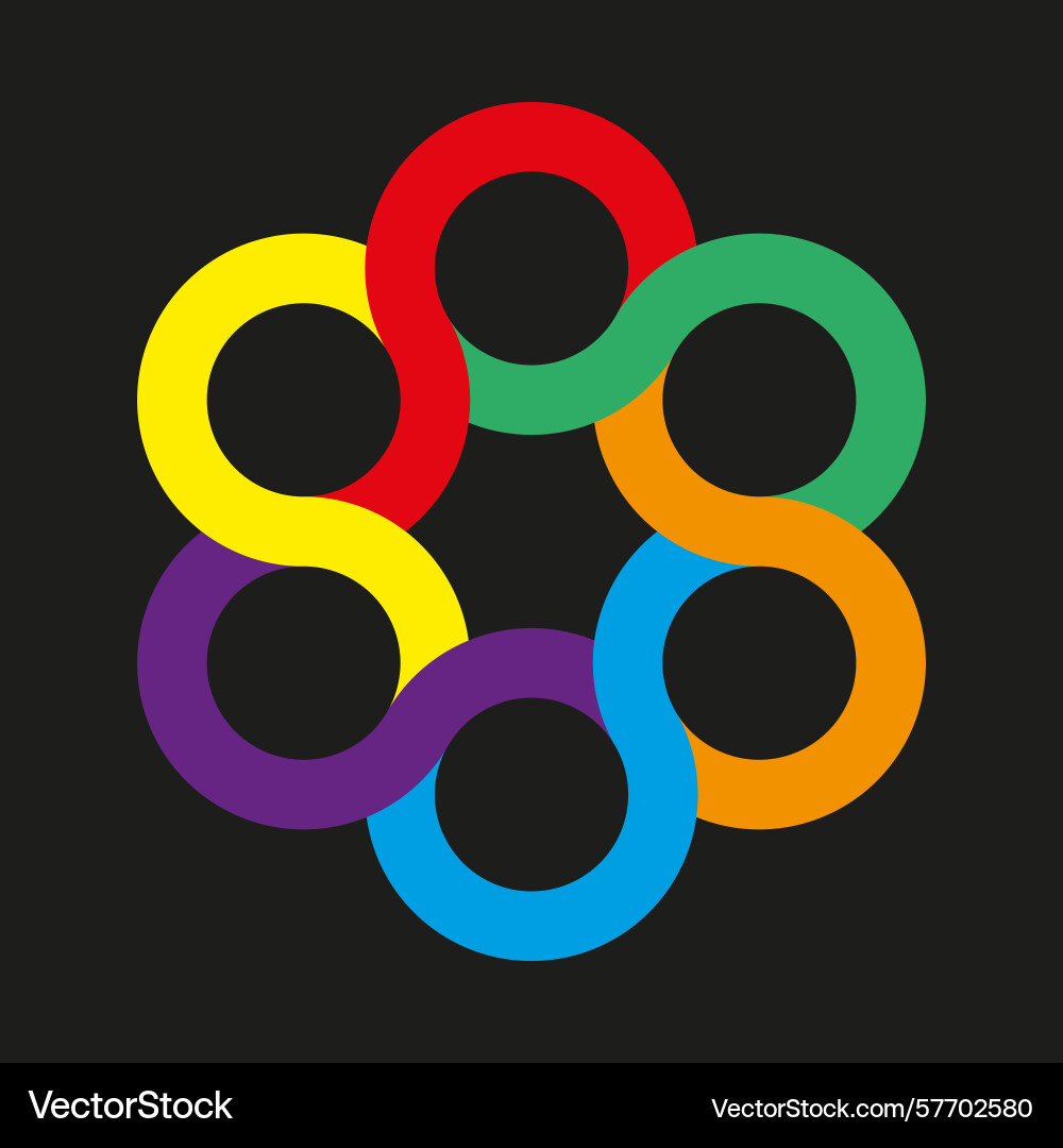 Colored ring icon interlinked loop hexagonal Colored ring icon interlinked loop hexagonal vector image