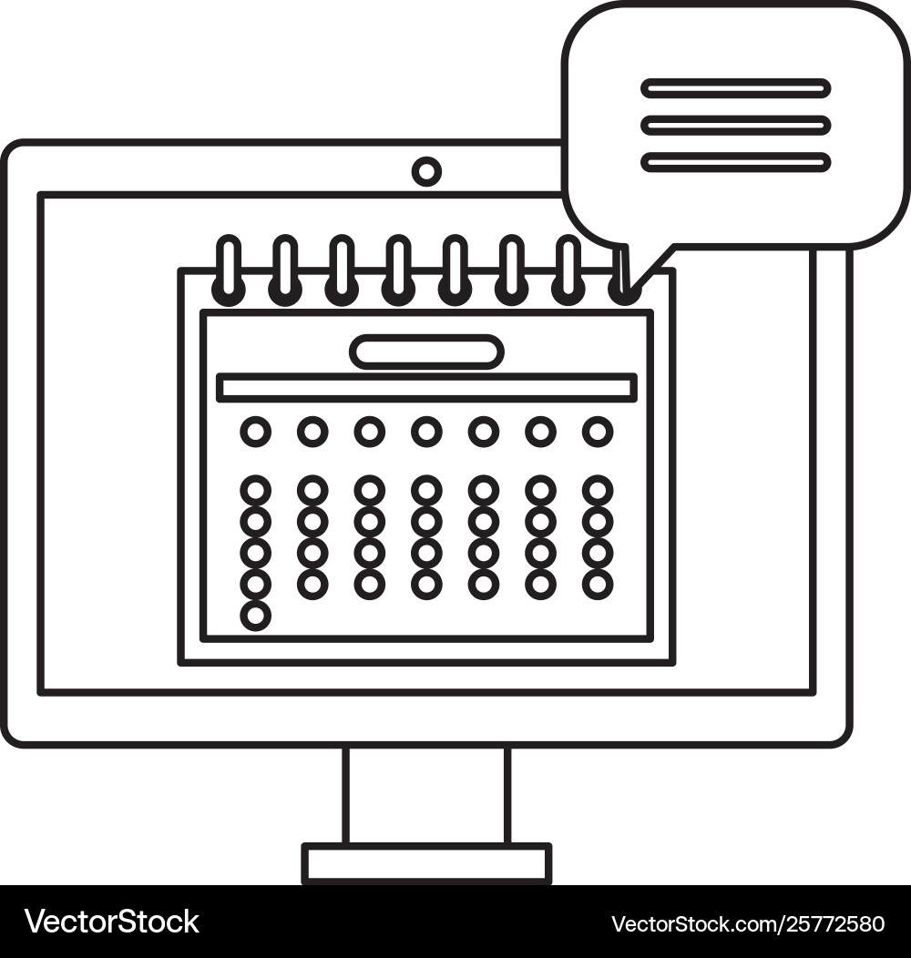 Computer with calendar date reminder and speech Computer with calendar date reminder and speech vector image