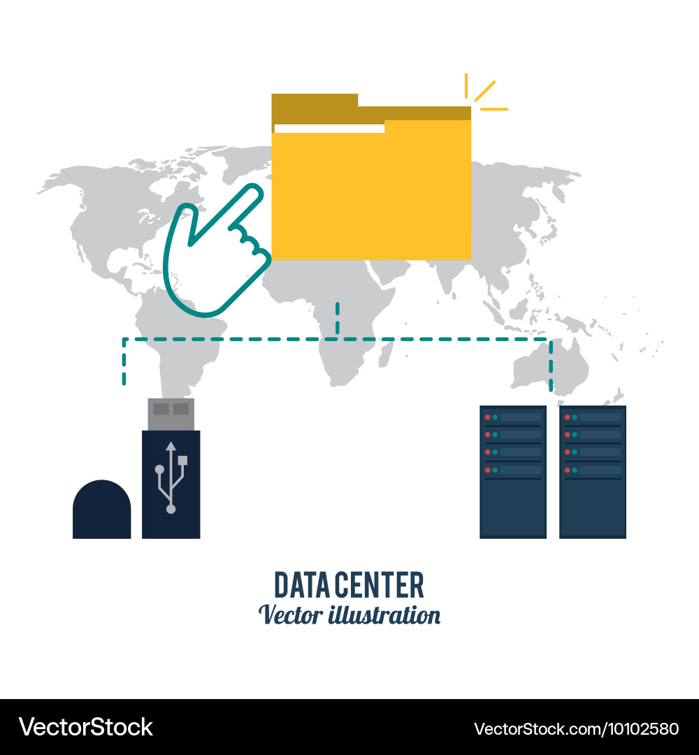 File usb and map icon data center design vector image