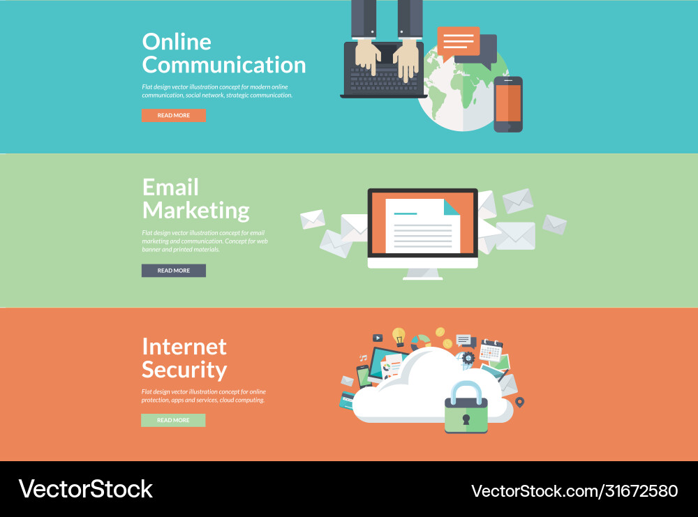 Flat design concepts for internet services Flat design concepts for internet services vector image