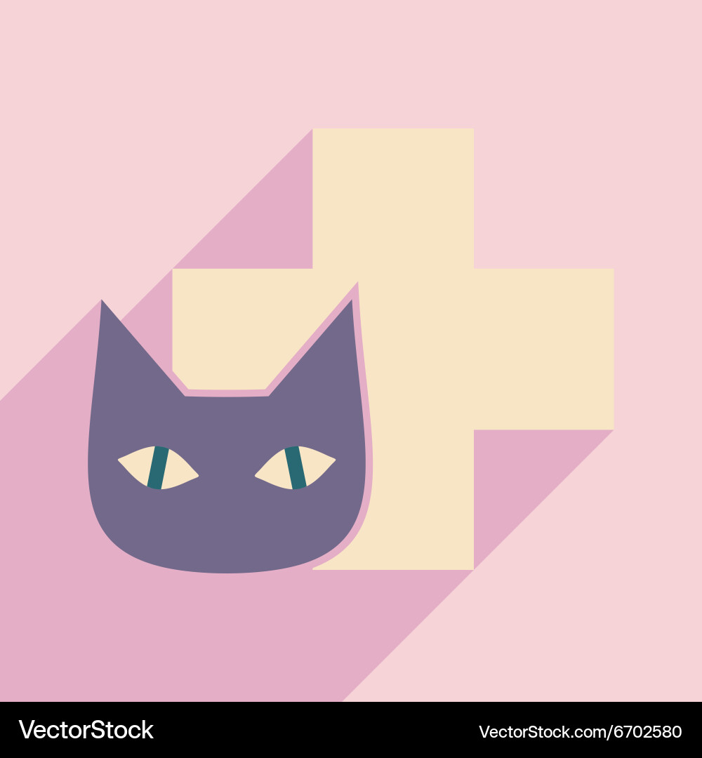 Flat with shadow icon and mobile application cat vector image