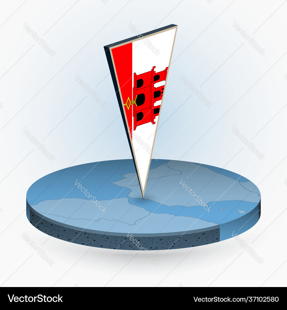 Gibraltar map in round isometric style vector image