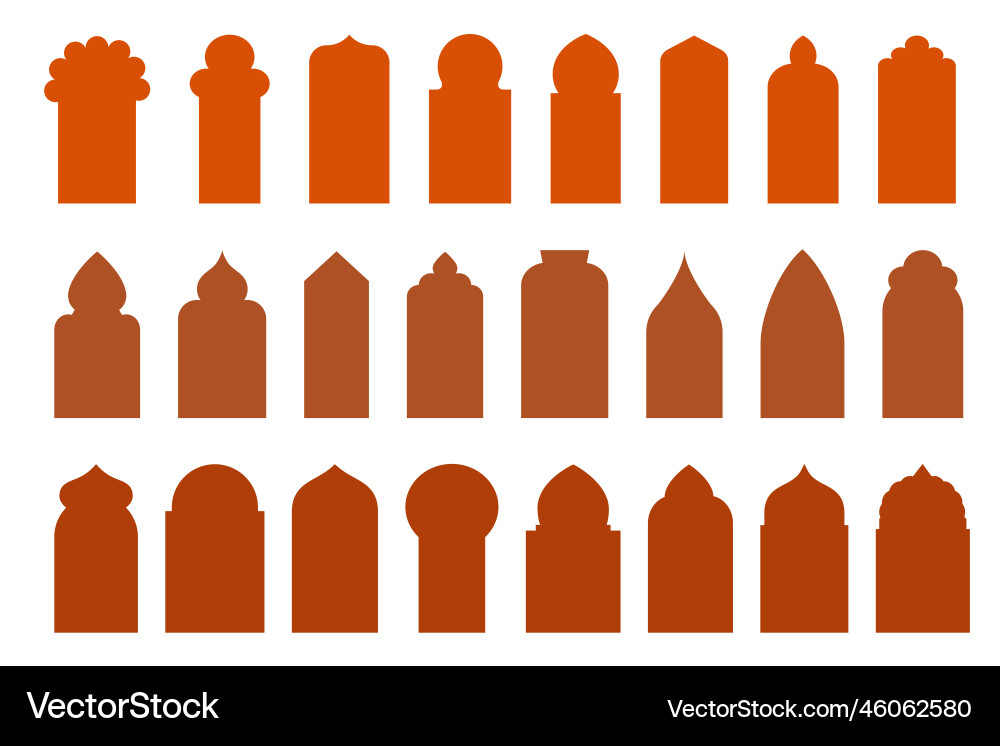 Islamic doors and arabian windows set mosque Vector Image