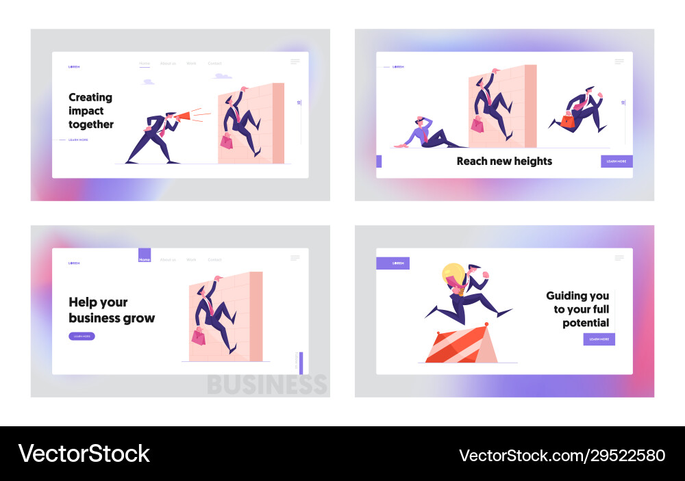 Obstacle business race website Landing page set Vektorbild
