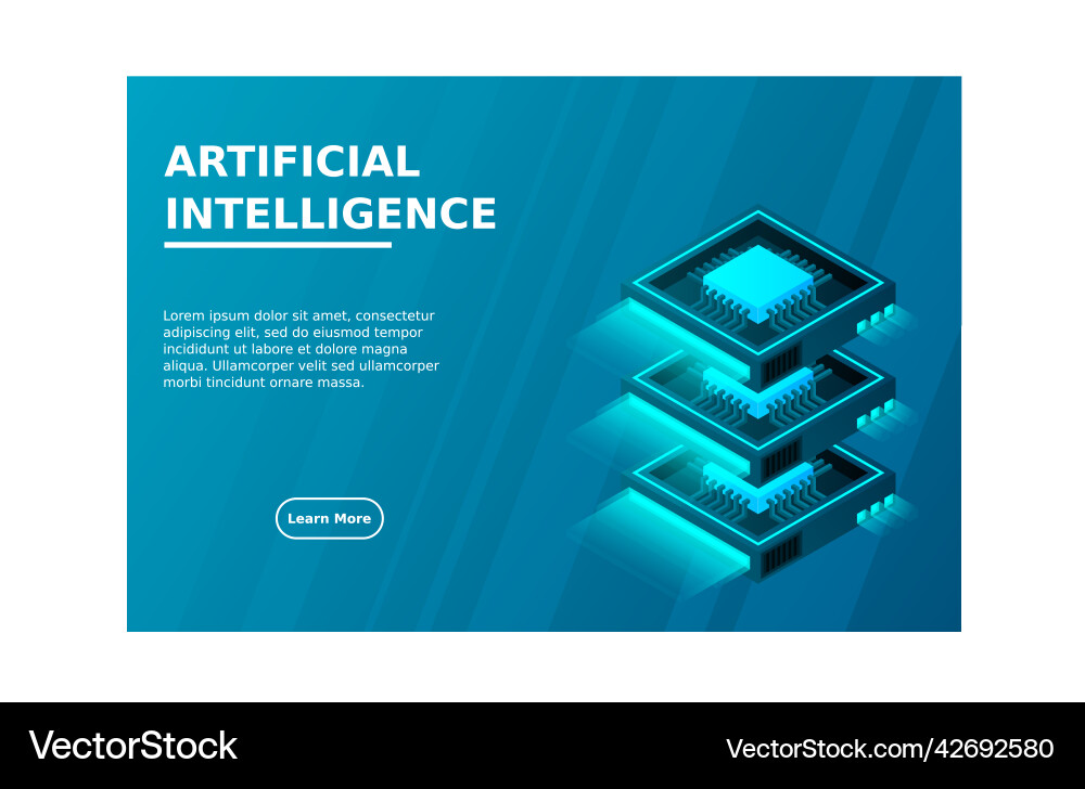 Quantum computer large data processing server vector image