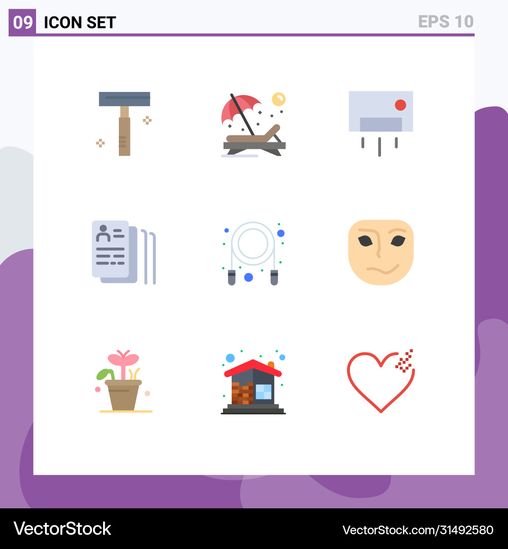 Set 9 flat colors on grid for search find Vector Image