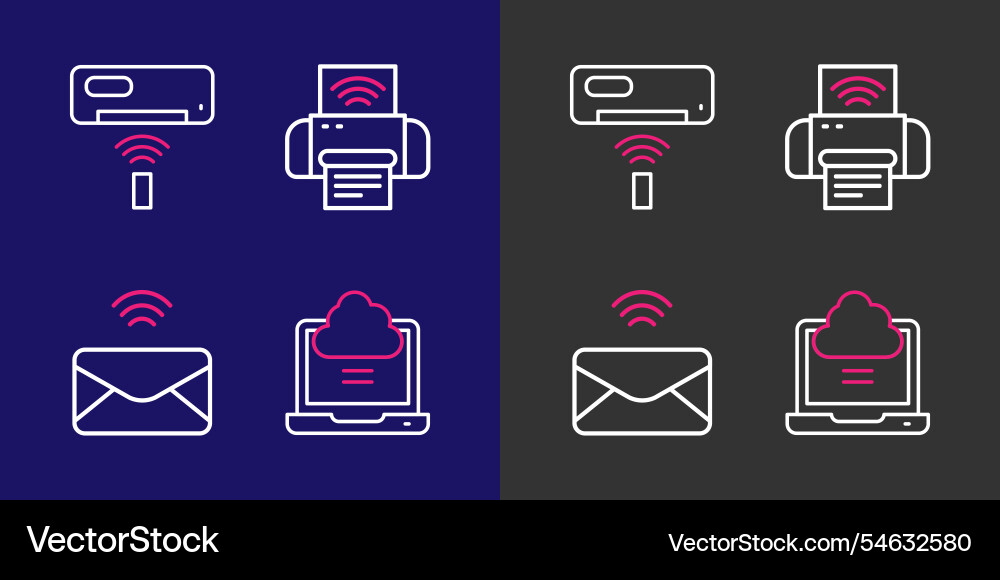 Set line network cloud connection mail and e-mail Set line network cloud connection mail and e-mail Vector Image