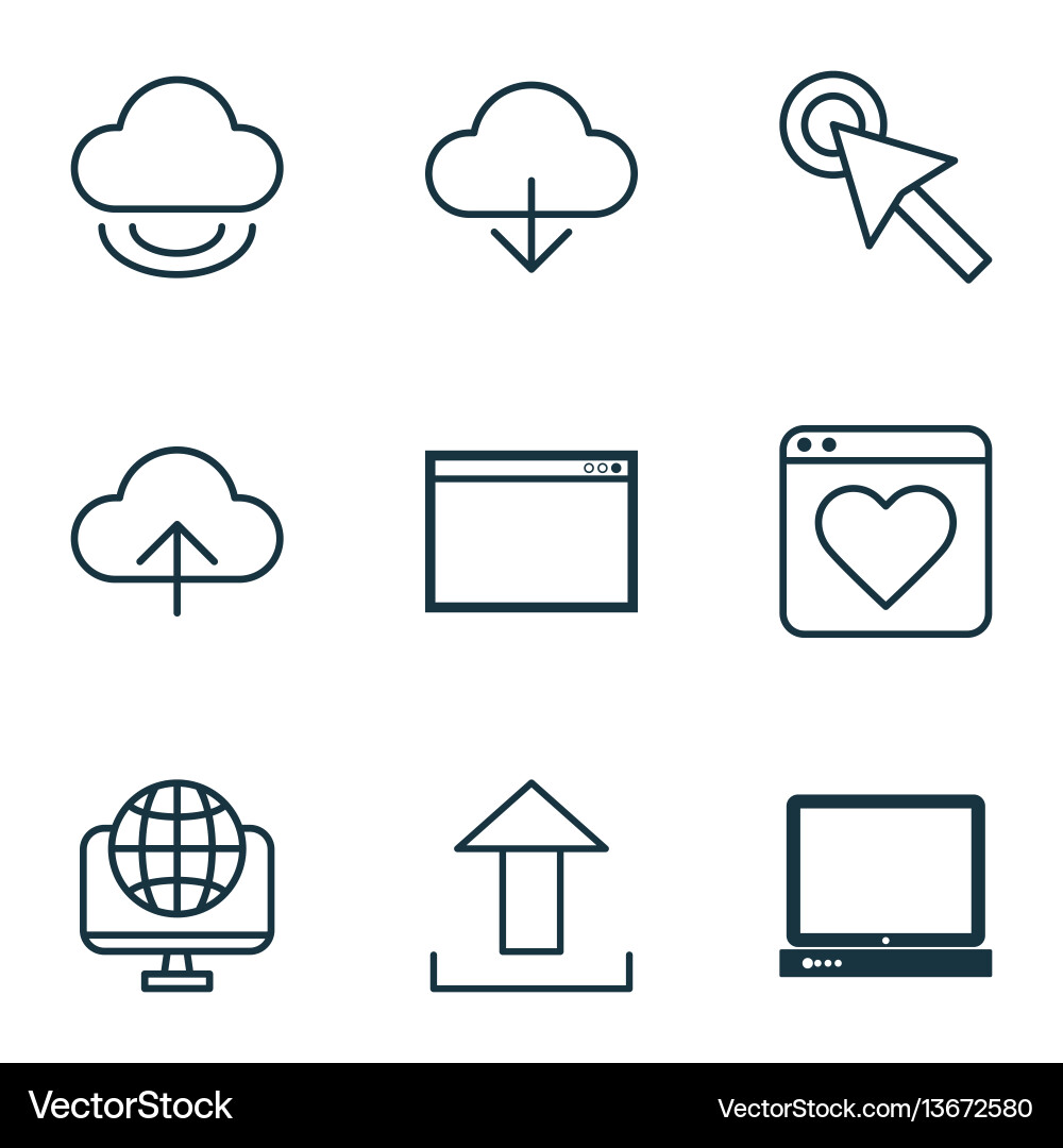 Set of 9 internet icons includes program data Set of 9 internet icons includes program data vector image
