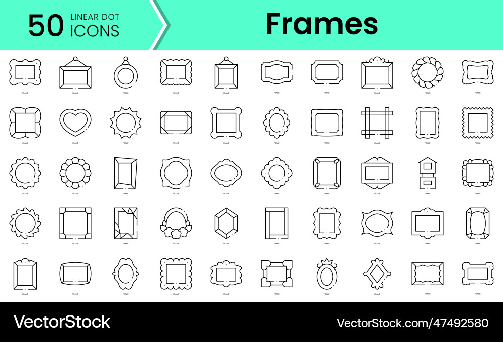 Set of frames icons line art style bundle Set of frames icons line art style bundle vector image