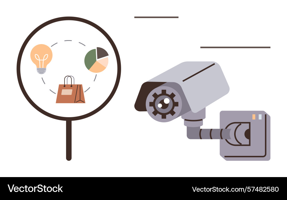 Surveillance camera monitoring shopping patterns Surveillance camera monitoring shopping patterns vector image
