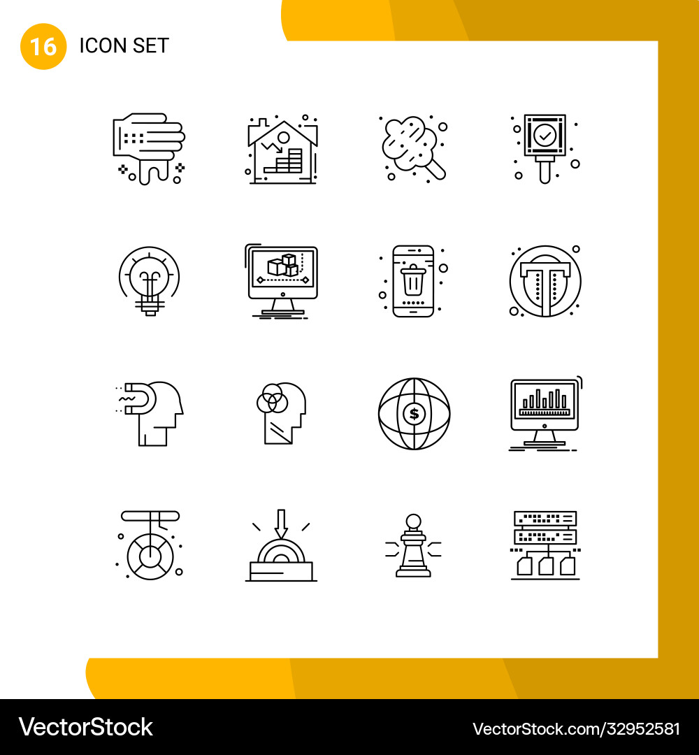 16 universal outlines set for web and mobile Vector Image