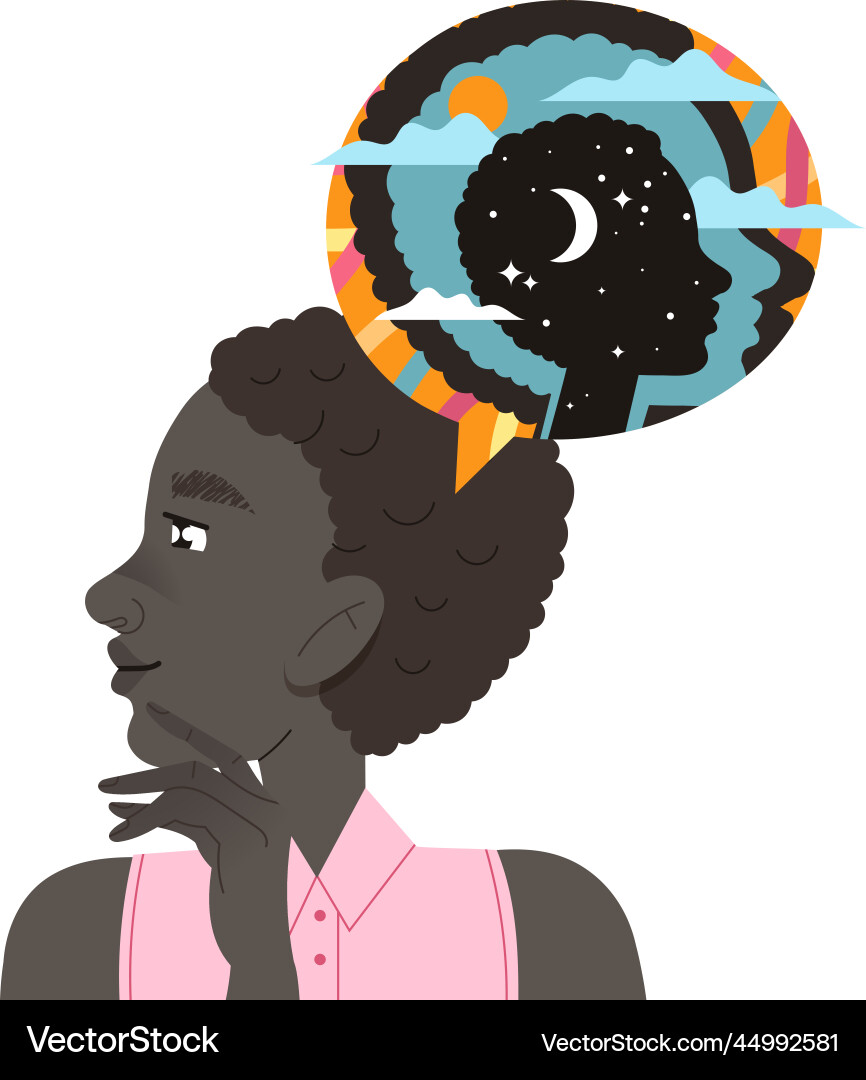 African american woman character with abstract Vector Image