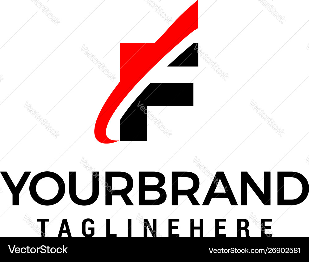 Dynamic F Initial Logo with Slice vector image