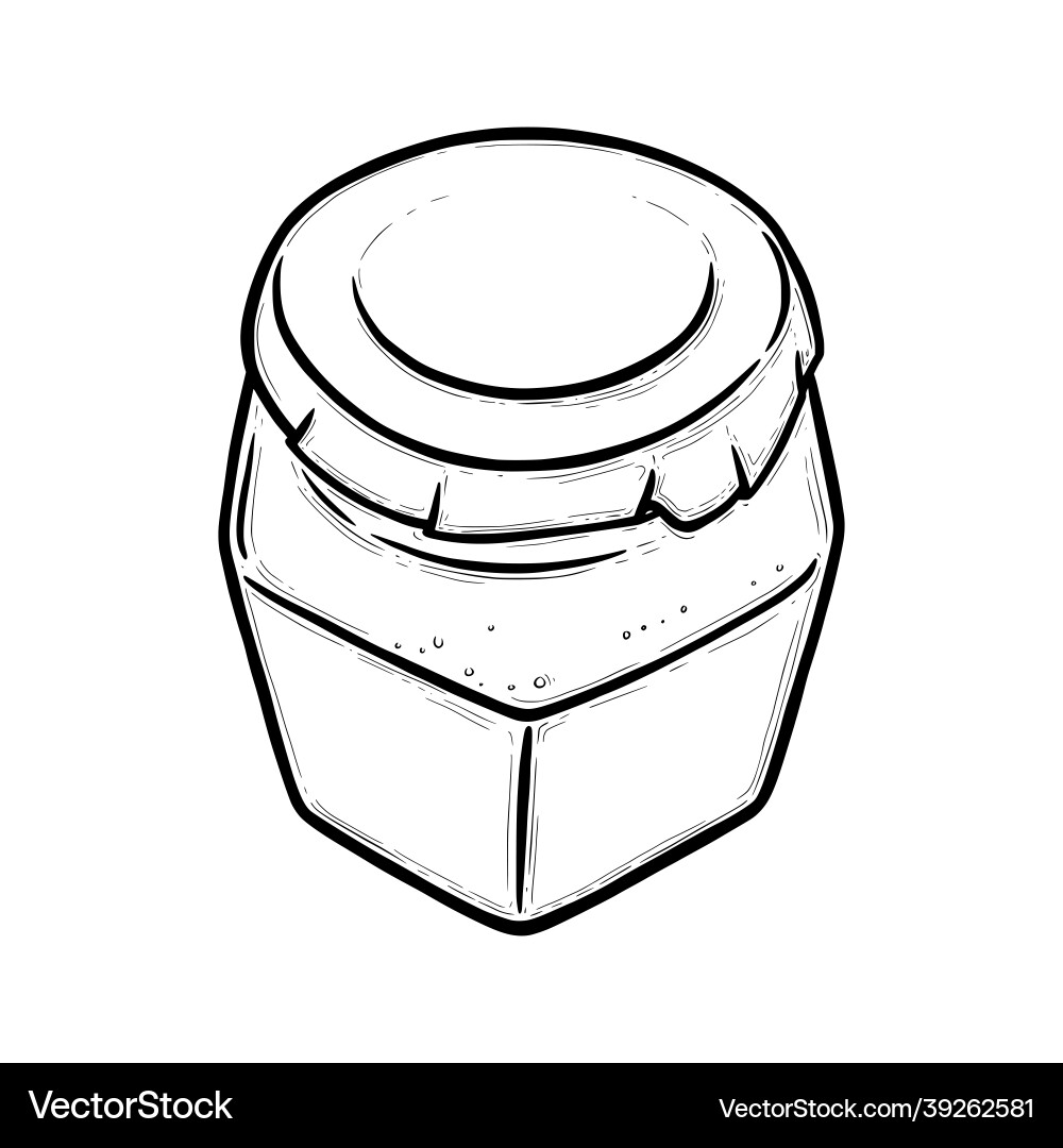 Glass jar sketch hexagonal empty vector image