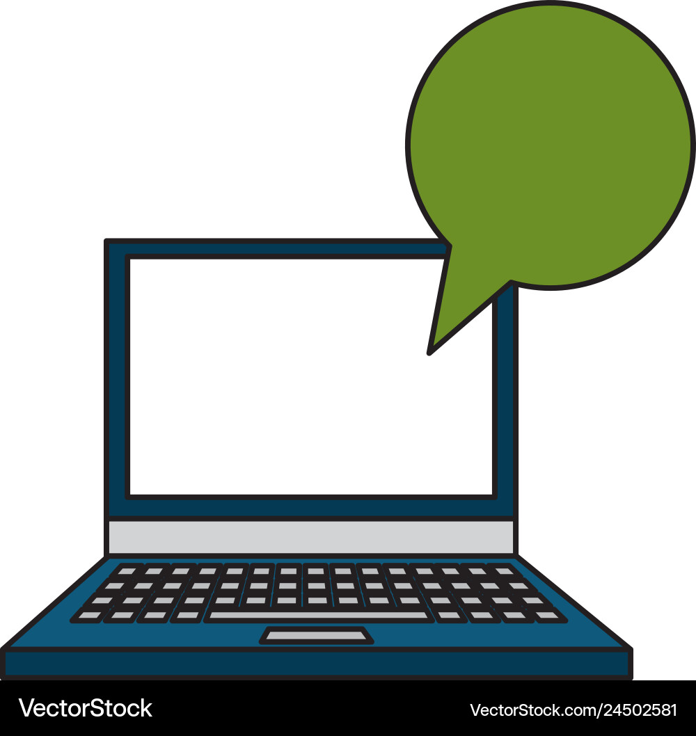 Laptop computer with speech bubble vector image