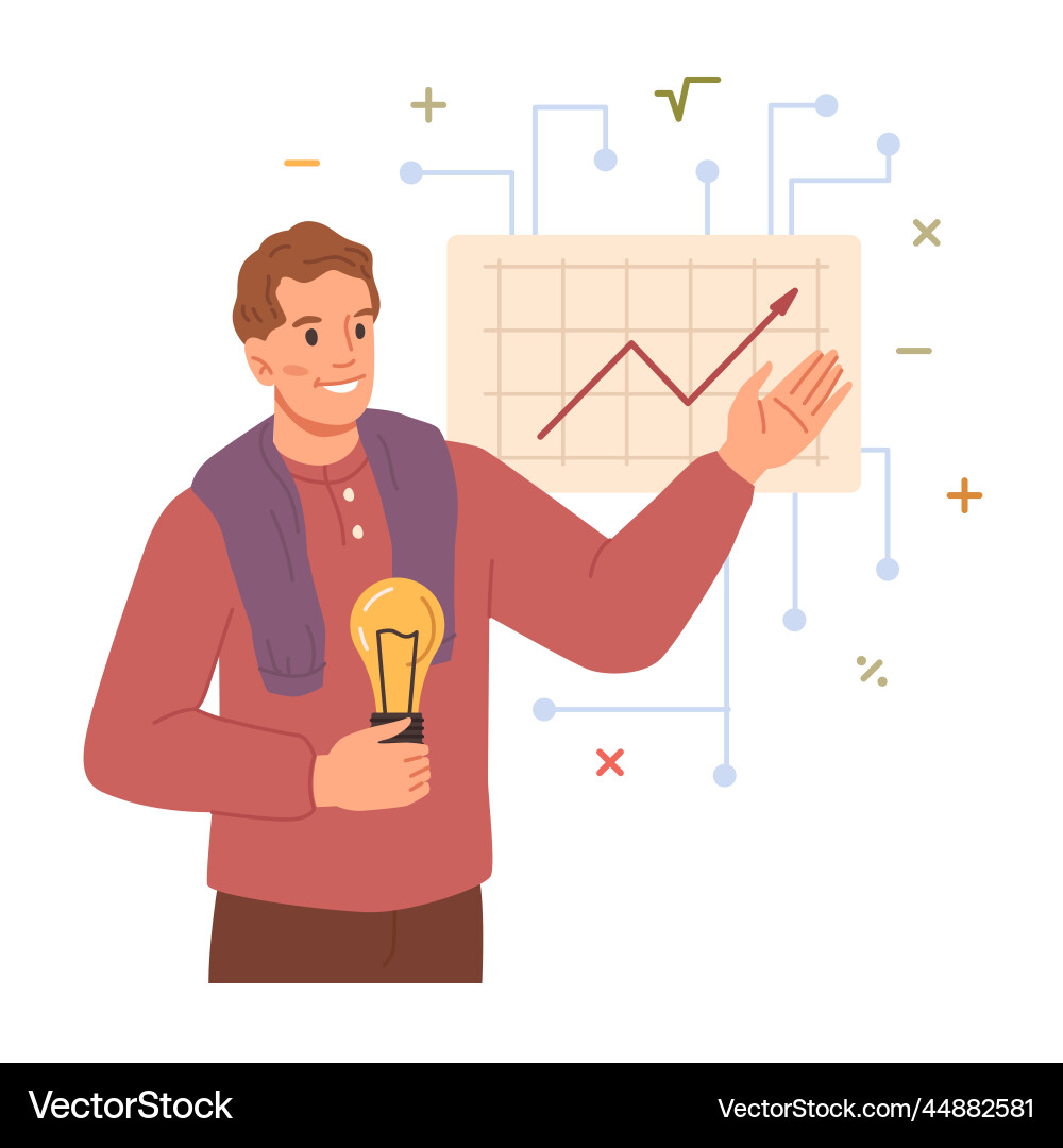 Man with arbitrary type thinking mindset Man with arbitrary type thinking mindset vector image