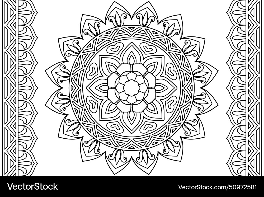 Mandala coloring page for kids and adults circular Vector Image