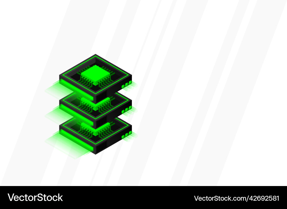 Quantum Computer große Datenverarbeitung Server Vektorbild