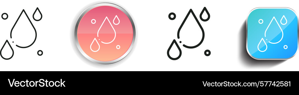 Raindrops icon thin linear regular and button vector image