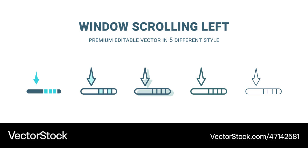 Window scrolling left icon in 5 different style Vector Image