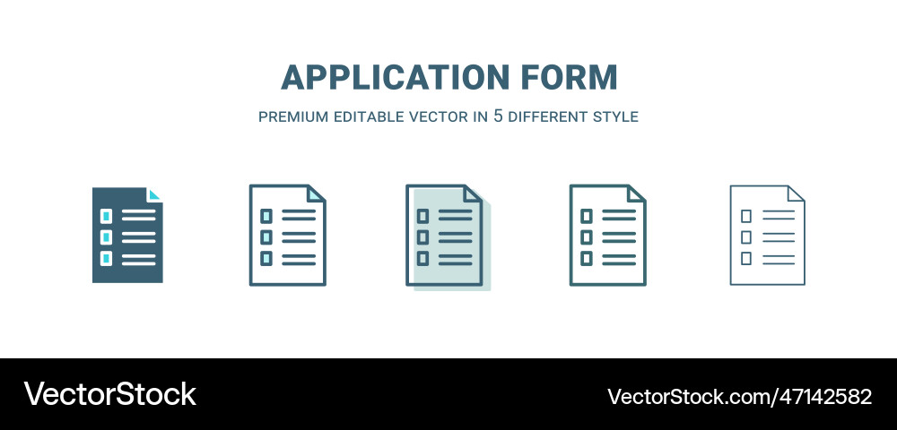 Application form icon in 5 different style Application form icon in 5 different style vector image