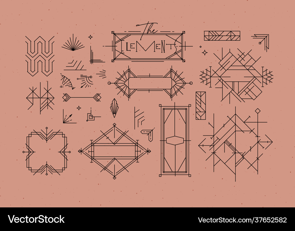 Art deco vintage design elements powder coral Art deco vintage design elements powder coral vector image