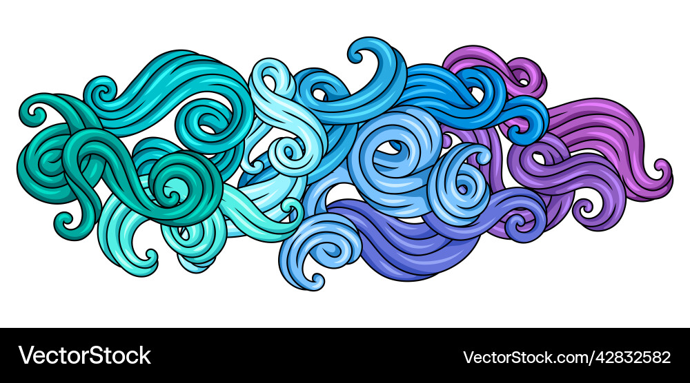 Background with wave line curls color striped vector image