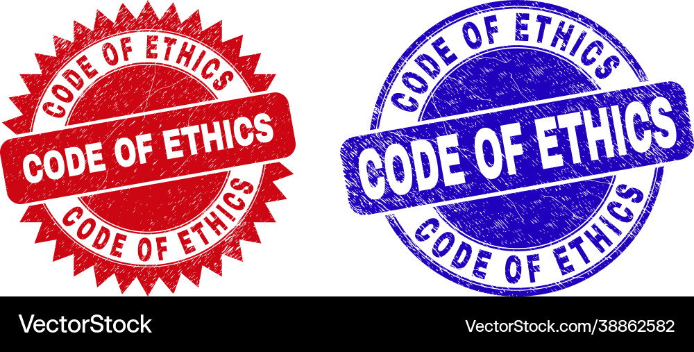 Code of ethics round and rosette watermarks vector image