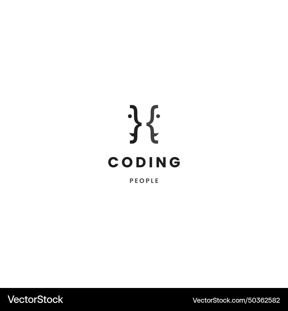 Coding logo people code programmer teamwork Coding logo people code programmer teamwork vector image