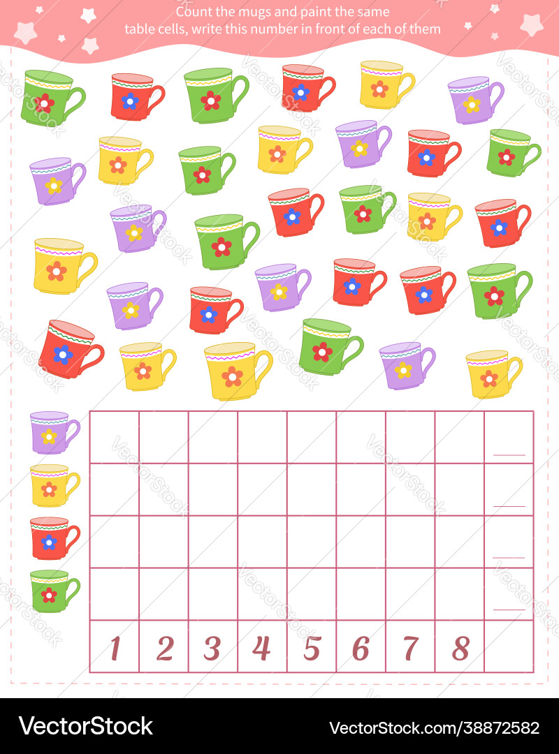 Count circles fill in same number Count circles fill in same number vector image