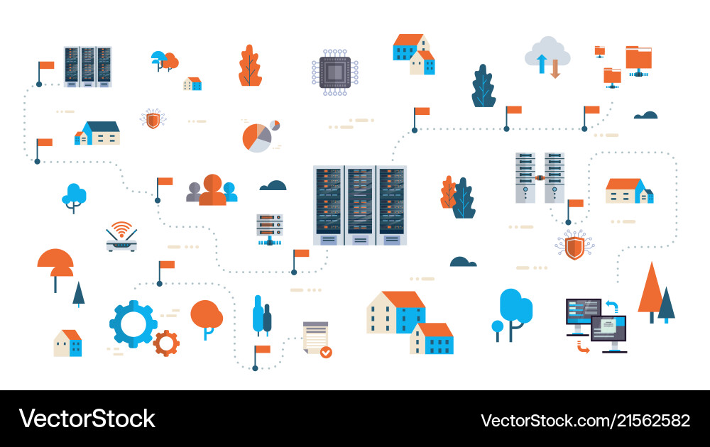 Data Network Server Cloud Diagram vector image