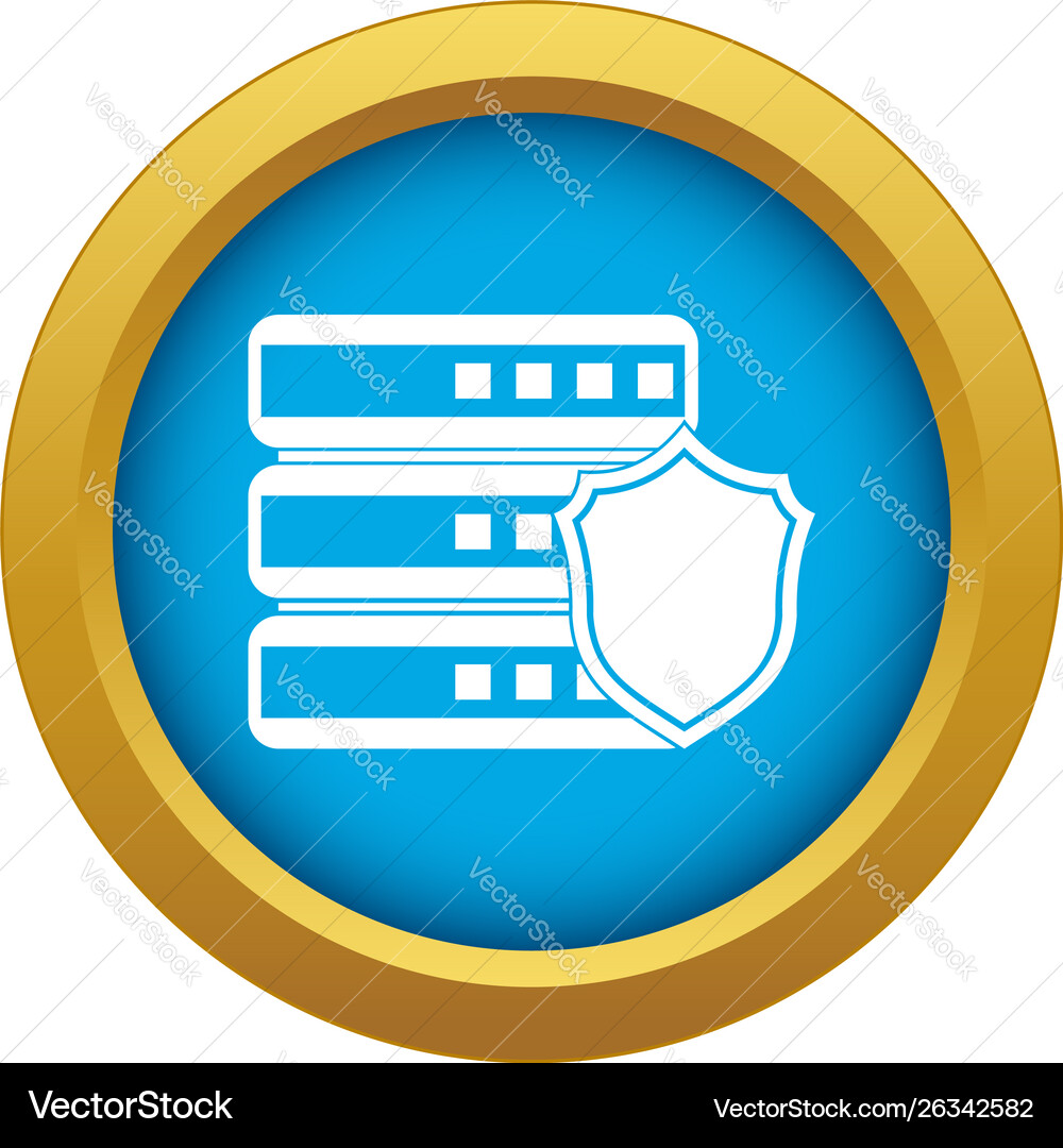Database with gray shield icon blue Vector Image