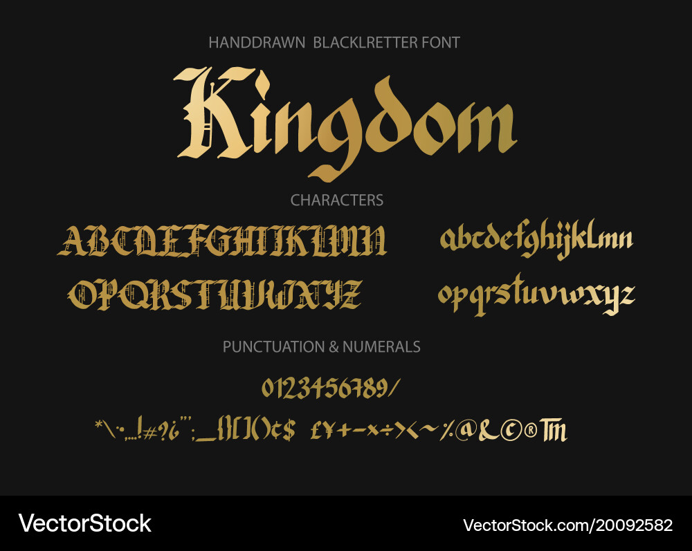 Gothic Blackletter Script Font Vector Image